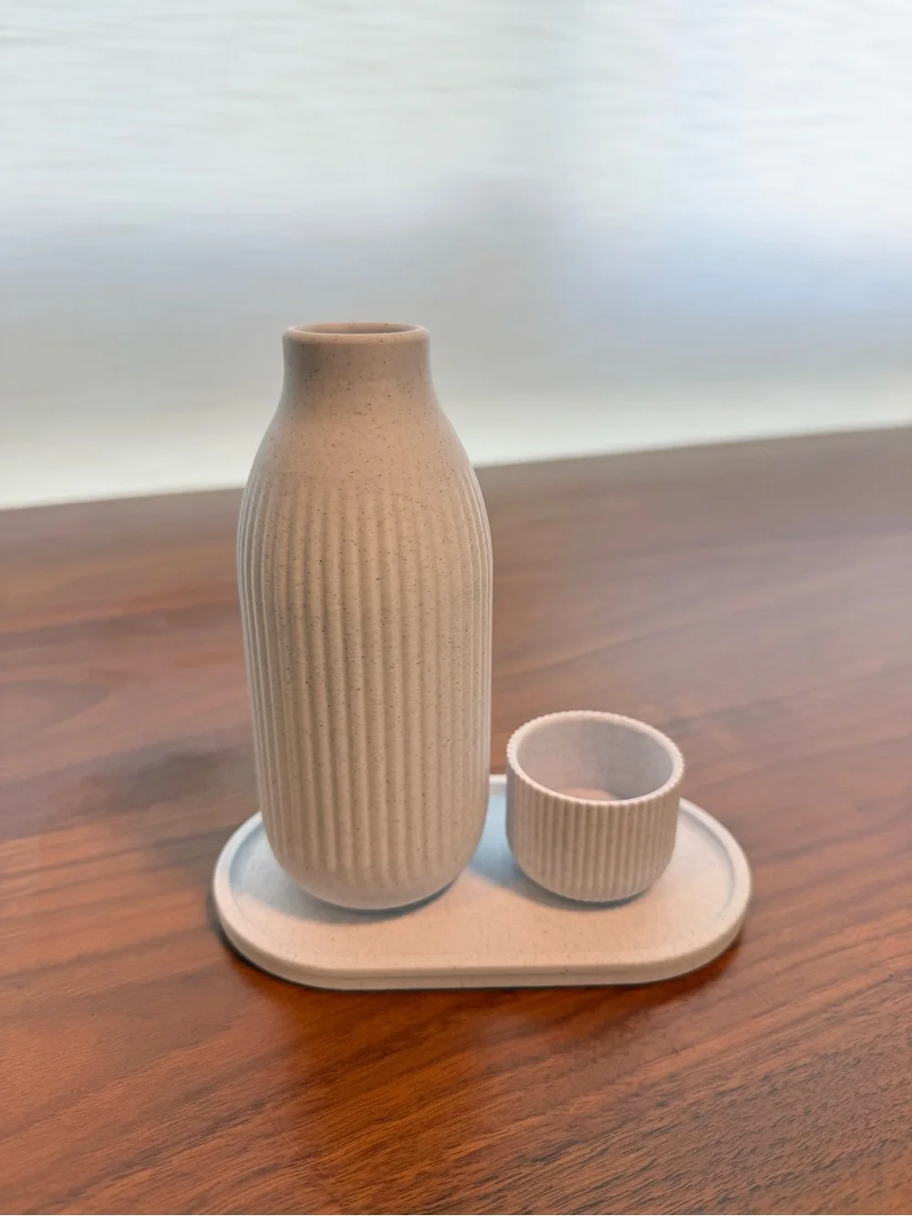 Fluted Vase Candle Holder and Tray set